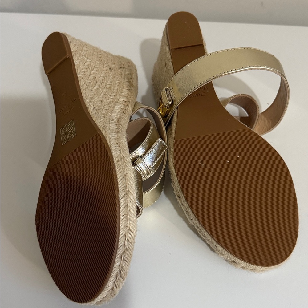 Stuart Weitzman Gold Slide Sandals - Picture 2 of 2